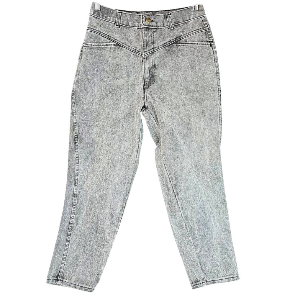 Vintage SUNSET BLUES (28x25) Acid Wash Mom Jeans 80s High Rise Bare Back USA